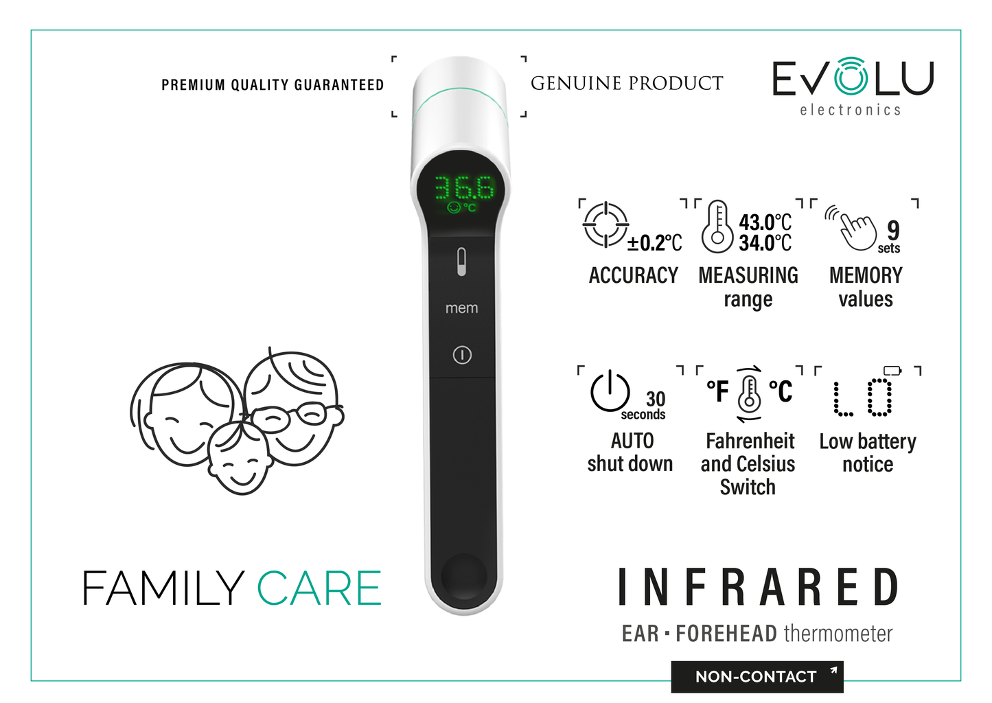 EVOLU 3-in-1 Infrarot Thermometer