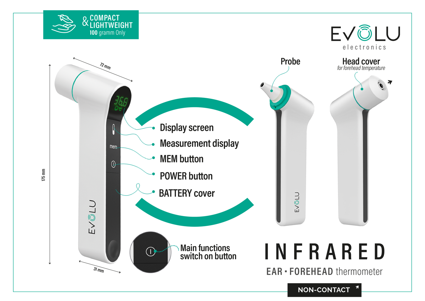 EVOLU 3-in-1 Infrarot Thermometer