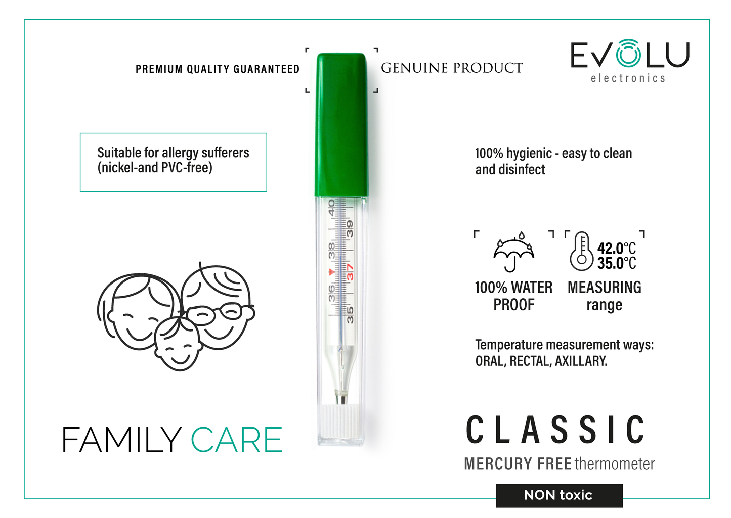 Evolu analoges Fieberthermometer Classic – ohne Quecksilber